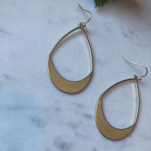 The Vera - Vintage Gold Crescent Drop Hoops - Picture 3 of 4